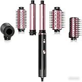 SKIMI 110,000 RPM Brushless Motor Hair Dryer Brush - 5 Multi-Styler for Fast Drying, Curling, Volumizing & Straightening | High-Speed Hot Air Brush for All Hair Types (Black & Blush Red)