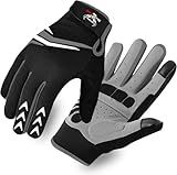 BEAST RAGE Full Finger Cycling Gloves with Padding for Men Women, Anti-Slip, Shock Absorbing, Breathable, Touchscreen Mountain Bike Gloves for BMX, MTB Riding, Road Racing, Bicycle (Black, M)