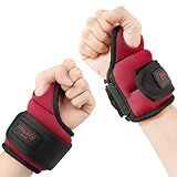 Frelaxy Wrist Weights with Thumb Loops Lock for Men Women 1lb*2 2lbs*2 3lbs*2 Ankle Weights Weighted Gloves for Running Strength Training Yoga Walking Exercises (Red, 2 lbs x 2)