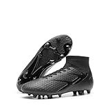 DREAM PAIRS Men's High Tops Lace Up Soccer Cleats, Lightweight Professional Athletic Football Cleats Mens Athletic Shoes for Training Soccer,Size 10,Black,SDSC2407M