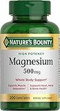 Nature's Bounty Magnesium 500 mg Tablets, High Potency Magnesium Supplement for Bone & Muscle Health, Whole Body Support, 200 Count (Pack of 1)