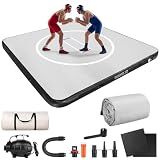 SERMEJO Wrestling Mat Inflatable 8x8/ 10x10 FT Flodable Jiu Jitsu Mats Portable 4” for Home Training, BJJ, MMA, Grappling, Judo, Martial Art, Boxing Indoor Outdoor (Carbon Grey, 10 ft x 10 ft x 4 in)