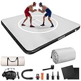 Wrestling Mat Inflatable 10x10 FT Flodable Jiu Jitsu Mats Portable 4” for Home Training, BJJ, MMA, Grappling, Judo, Martial Art, Boxing Indoor Outdoor (Carbon Grey, 10 ft x 10 ft x 4 in)