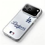 KOYOEY MLB Los Angeles Dodgers Phone Case, Shockproof Protective Cover for iPhone 17 Pro, Silver-Plated Back with Raised Camera Protection, LA Dodgers Gift