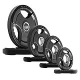 RitFit Olympic Rubber Grip Weight Plates, 2-Inch Barbell Set