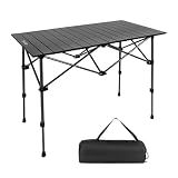 Byliable Folding Camping Table, Portable Aluminum Adjustable Height, Black | Roll-Up Camp Lightweight table with Carry Bag, 9 lb Weight, 21.7"-29.5" Height, Outdoor for Camping, Picnic and BBQ