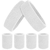 ASTER 6pcs Headband Wristband Set, Including 2pcs Sports Headband and 4pcs Wristband Sports Band Colorful Striped Sweatband for Men and Women Basketball Soccer Yoga Badminton Tennis Volleyball Golf