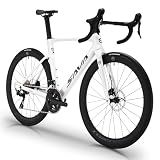 SAVADECK Full Carbon Racing Bike – Carbon Frame & Wheelset, with Shimano R7120 24-Speed, Hydraulic Disc Brakes, 90% Pre-Assembled(White,54cm)