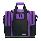 LARIPOP Bowling Ball Bag - Single Ball, Shoes up to Men's Size 14, Purple, Bowling Tote, 3 Compartments, Zipper Closure
