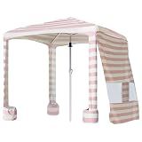 AMMSUN Beach Cabana, 6.5'×6.5' Beach Canopy, Easy Set up and Take Down, Cabana Tent with Sand Pockets, Instant Sun Shade with Side Wall, Elegant Pink