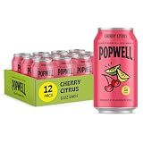 Popwell Cherry Citrus Better-For-You Prebiotic Soda, with 6g Fiber, 1g Sugar, Vitamins and Immunity Support, 12 fl oz Cans (pack of 12)