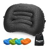 BreezCamp Inflatable Camping Pillow, Travel Blow Up Air Pillow, Neck Lumbar Support Ultralight Compact Pillow for Outdoor Hiking Backpacking Car Beach Airplane Sleeping Essentials, Black