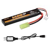 VICMILE Airsoft Battery 1400mAh 7.4V Lipo Battery with Tamiya Plug 30C High Discharge Rate Rechargeable 2S Lipo Battery for Airsoft Model Guns
