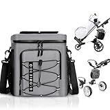 Golf Cart Cooler Bag Insulated - 12-Can Leakproof Soft Cooler Bag with Hook-and-Loop Lid, Waterproof Zippers, and Multi-Pockets for Golf Accessories; Fits on Golf Push Cart