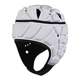 Surlim Soft Helmet for Flag Football Scrum Cap Soft Shell Helmet Rugby Headgear for Youth Adults (White, Medium)