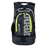 ARENA Unisex Adult Fastpack 3.0 Swimming Athlete Sports Backpack for Swimming Training Gear Gym Bag for Men and Women, 40 Liters, Navy/Neon Yellow