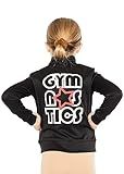 STRETCH IS COMFORT Girl's Gymnastics Black Jacket Blush Star White Letters Large