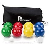 Pointyard 90mm Bocce Ball Set with 8 PE Balls, 1 Pallino, Carrying Bag, Measuring Tape - Family Game for Outdoor/Lawn/Beach/Park