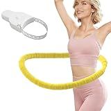 Lerpio 4.1/5.2 LBS Soft Spring Weighted Hoop for Adults, Quiet & Furry Design, Portable Fitness Infinity Hoop with Body Tape Measure, Exercise Hoop for Core Workout (Yellow, 4LBS)