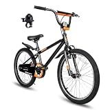 Yventix 20 Inch Kids Bike BMX Child Tween Bicycle Ages 6-12 Cycling Black