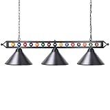 Wellmet 59 Inch Pool Table Light for Game Room with Billiard Ball Decor | 3 Light Modern Kitchen Island Pendant Light with Matte Black Shade, Billiard Lights Hanging Chandelier for Over Pool Table
