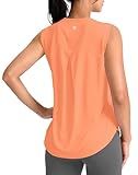 SANTINY Women's Sleeveless Workout Tops Breathable Lightweight Active Tennis Yoga Shirts Athletic Running Tank Tops for Women (Orange_L)