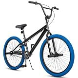 StarterRide 24 Inch Freestyle BMX Bike Trick Bicycle Black with Blue Tires