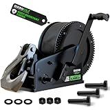 Rhino USA Heavy-Duty Boat Trailer Winch with Crank Handle – Boat Winch Strap with Hook – Corrosion-Resistant – Ideal Boat Accessories for Bass Boat, Jet Ski, Pontoon Boat