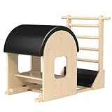 GDMSTIH Black Pilates Ladder Barrel, Wooden Spine Corrector Pilates Machine for Home Workout, Pilates Arc for Balance, Core Strengthening and Stretching-Ngxmky