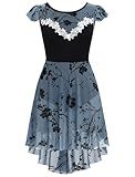 Women Butterfly Floral Chiffon Ballet Dance Dress Cap Sleeve Open Back Lyrical Dance Costume Ballerina Gymnastics Leotard High-Low Skirt Teen Girl Rehearsal Dancewear Blue M