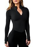 AVGO Black Workout Jacket for Women Zip Up Athletic Jackets Slim Fit Yoga Tops Tight Light Sports Clothes(Black, M)