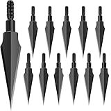 SUNYA Broadheads 120 Grain Steel Archery Arrow Tips for Compound, Recurve Bow & Crossbow, Traditional Screw-in Arrow Heads for Arrows, Pack of 12 in a Storage Case