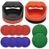 Air Hockey Pushers Air Hockey Pucks &Paddles,Goal Handles Paddles Replacement Accessories for Game Tables Include 2 Pushers, 4 Red &4 Blue Pucks