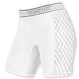 Youper Youth Girls Classic Compression Softball Sliding Shorts, Padded Softball Sliders (White/Grey, Medium)