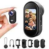 4K Mini Body Camera with 64GB Card, 1.47" Display Wearable POV Camera, Action Camera with Magnetic Mount, One-Button Recording Portable Camcorder, WiFi App Control for Vlogging Travel Security
