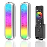 HUSUKU GT3 6000LM Boat Underwater Lights RGB Marine Color Light Kit, 72LED 12V 60W 7" IP68 Waterproof, All-Metal, Wireless Grouping and Control Auto Sync, for Yacht Boat Dock Transom Pontoon Lights