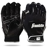 Franklin Sports MLB Baseball Batting Gloves - Shok-Sorb X Batting Gloves for Baseball + Softball - Adult + Youth Padded Non-Sting Pairs - Black/Black - Adult Medium