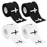 4 Pcs Christian Athletic Tapes Religious Sport Tape with Cross White Black Cross Athletic Wrist Tapes for Sports Gymnastics Tennis Baseball Boxing Athlete First Aid Injury Wrap, 2inx23ft