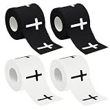 4 Pcs Christian Athletic Tapes Religious Sport Tape with Cross White Black Cross Athletic Wrist Tapes for Sports Gymnastics Tennis Baseball Boxing Athlete First Aid Injury Wrap, 2inx23ft