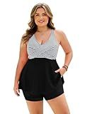 NIeyook Plus Size Black Bathing Suit Push up Tankini for Women High Waisted 2 Piece Swimsuit Maternity Swimwear 2026