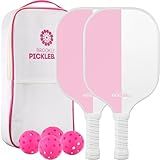 Brooklyn Pickleball Co. | Set of 2 Premium Carbon Fiber Paddles | USAPA Approved | Honeycomb Core Pickle-Ball Paddle | 2026 Pink Cute Pickle Ball Starter Kit Bundle & Travel Case