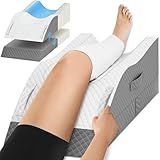 TranquilRelax Elevation Pillows for Leg After Surgery, Memory Foam Adjustable Wedge Pillow for Injury or Rest, Ankle Pillow for Sleeping Blood Circulation, Grey/Single Leg
