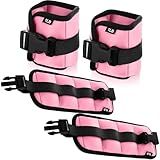Hollowfly 2 Pairs Ankle Wrist Weights for Land or Aquatic Exercise Aqua Cuffs Aqua Aerobics Fitness Bands for Ankle and Wrist Adjustable Weights for Swimming Pool Workout Equipment(Pink,1lb)