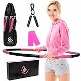 Fiteroc 2.8 lb Weighted Fitness Hoop, 8 Detachable Sections, Adjustable Large Size for Core Workouts, Black/Pink