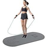 dofopo Jump Rope Mat 63"x24" Larger Non-Slip Indoor Outdoor Exercise Fitness Mat, High-Density Workout Shock Absorption for Home Gym Flooring Concrete Jumping Rope