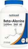 Nutricost Beta-Alanine Capsules 3400mg, 240 Capsules (60 Serv) - Potent Beta Alanine, Gluten Free & Non-GMO, 850mg Per Cap