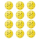 Navona 12 Pack Premium 40-Holes Yellow Outdoor Pickleball Balls, Meet USAPA Official Requirement, Perfectly Balanced, High Bounce True Flight, Durable Outdoor Pickleball Set
