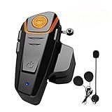 Dgakcvb Motorcycle Bluetooth Headset, BT-S2 Bluetooth 5.0 Helmet Intercom Headset up to 2-3 Riders 1000M Helmet Communication System for Ski/ATV/Dirt Bike/Racing/Climbing (Boom Microphone,Single)