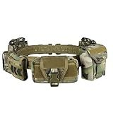 YAKEDA Tactical Battle Belts for Men- Quick Release Trigger Airsoft Belt Heavy Duty Belts with Pouches 7 PCS (CP)