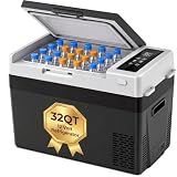 Marsail 12 Volt Refrigerator, 32QT Car Fridge Portable Freezer -4°F to 68°F, Fast Cooling & ECO Mode, 12/24V DC 110-240V AC Electric Cooler for Camping, Travel, RV, Truck, Home